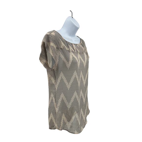 The Limited Sheer Chevron Polka Dots Top WMNS  XS Black Ivory Scoop Neck Zig Zag - Picture 2 of 7